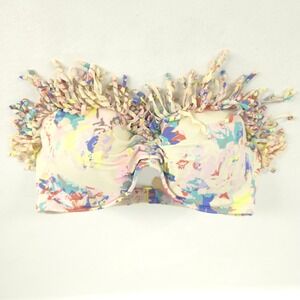 Victoria's Secret Bandeau Bikini Top Women 34C Pastel Fringe Strapless Boho Cute